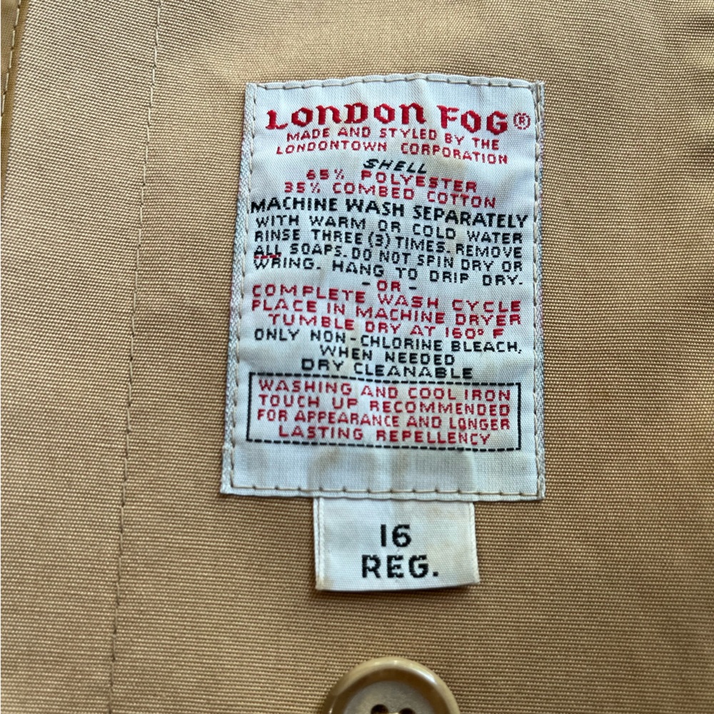 London Fog Classic Tan Maincoat Size 16M - Picture 4 of 11
